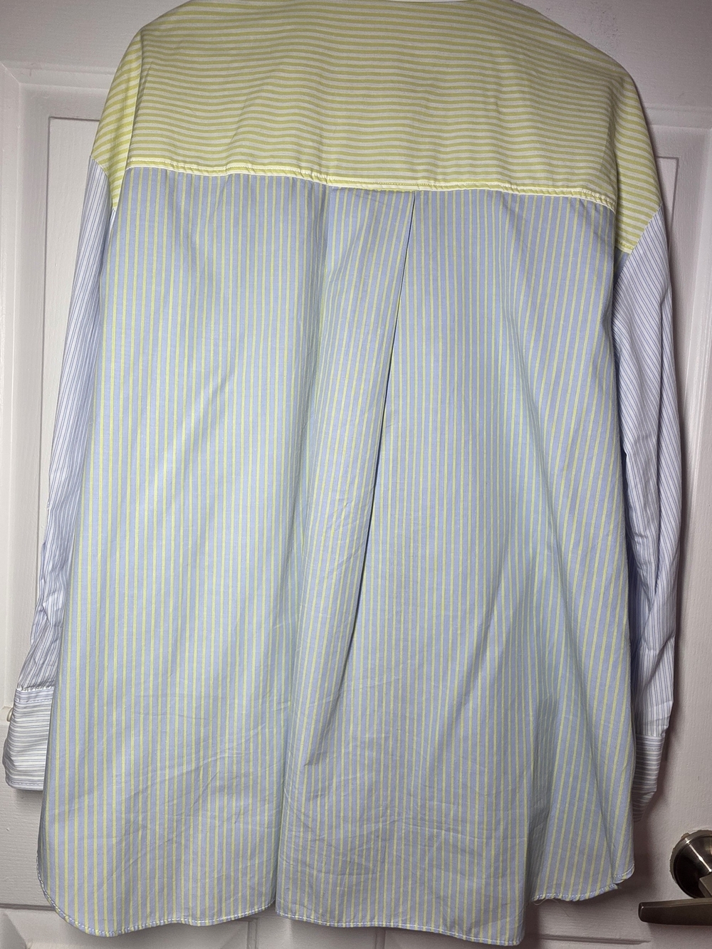 Zara Striped Poplin Shirt Light Blue & Yellow - Picture 8 of 9